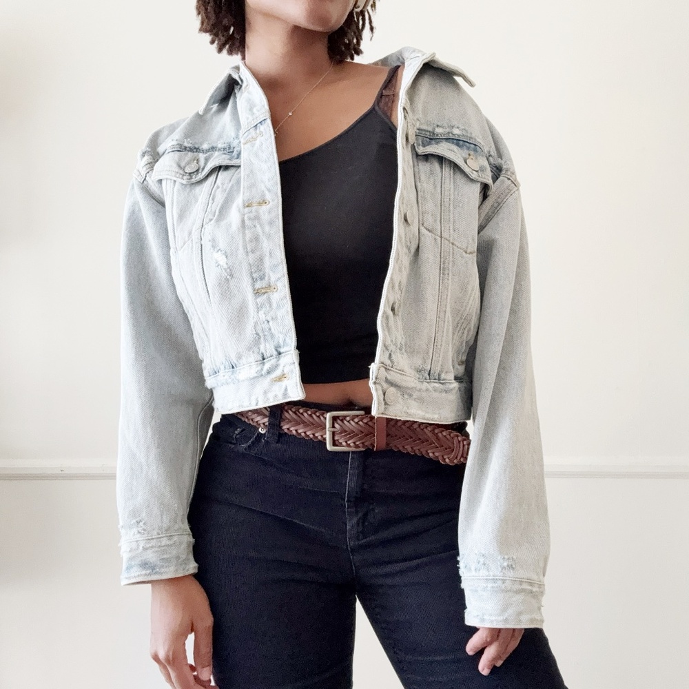 wild fable distressed trucker denim jacket